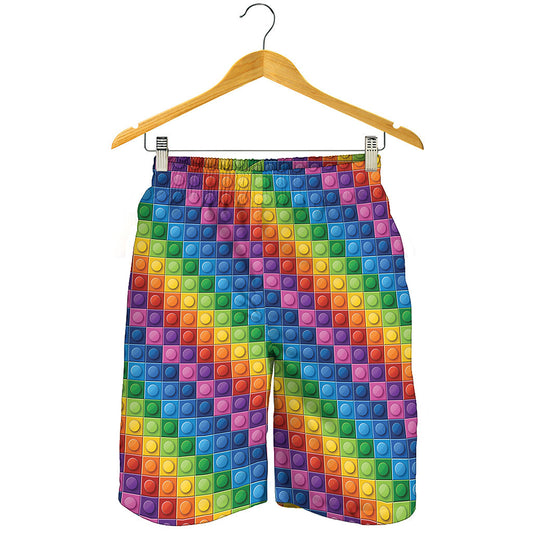 Colorful Plastic Building Blocks Print Men's Shorts