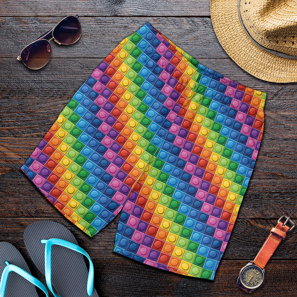 Colorful Plastic Building Blocks Print Men's Shorts