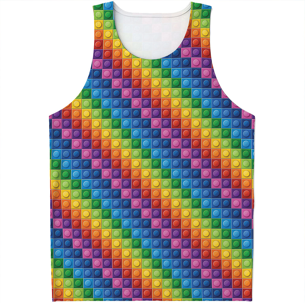 Colorful Plastic Building Blocks Print Men's Tank Top