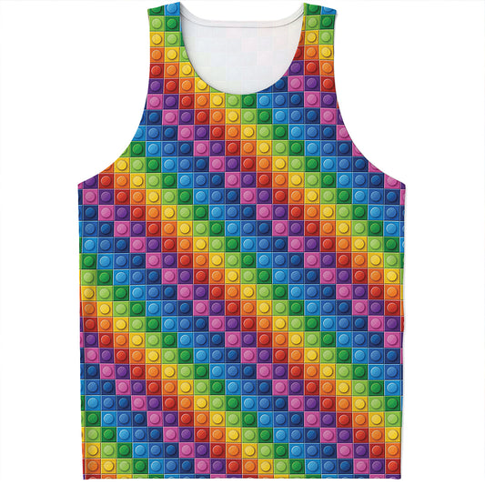 Colorful Plastic Building Blocks Print Men's Tank Top