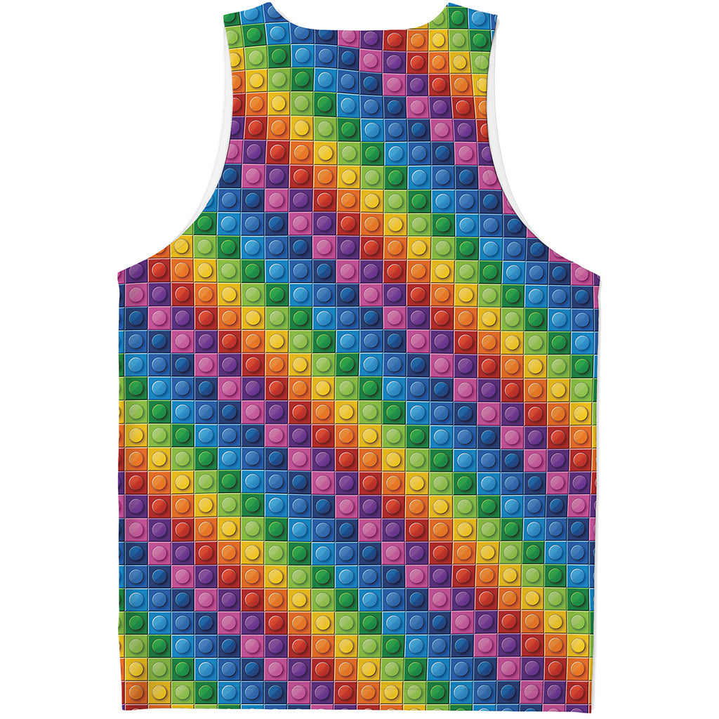 Colorful Plastic Building Blocks Print Men's Tank Top