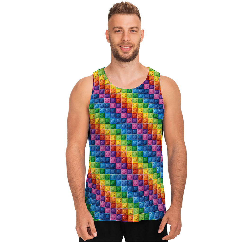 Colorful Plastic Building Blocks Print Men's Tank Top
