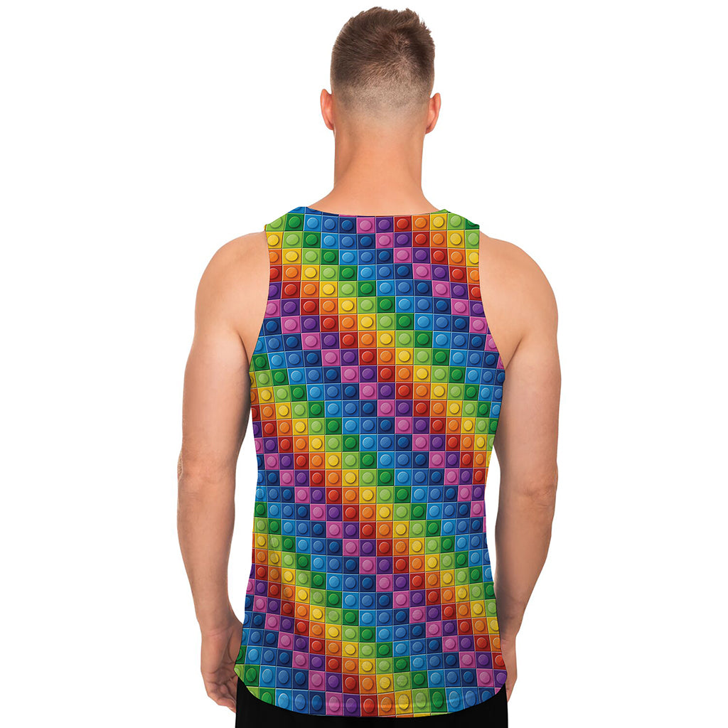 Colorful Plastic Building Blocks Print Men's Tank Top