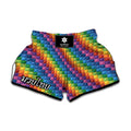 Colorful Plastic Building Blocks Print Muay Thai Boxing Shorts