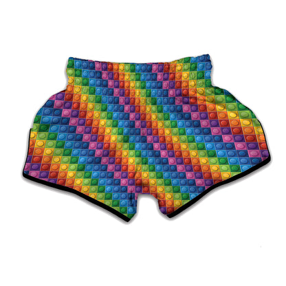Colorful Plastic Building Blocks Print Muay Thai Boxing Shorts