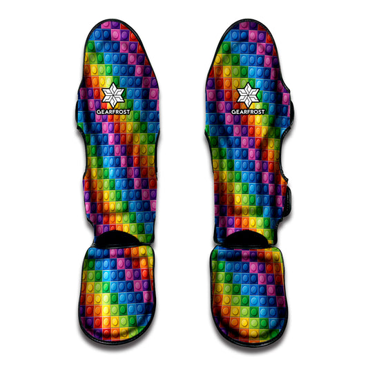 Colorful Plastic Building Blocks Print Muay Thai Shin Guard