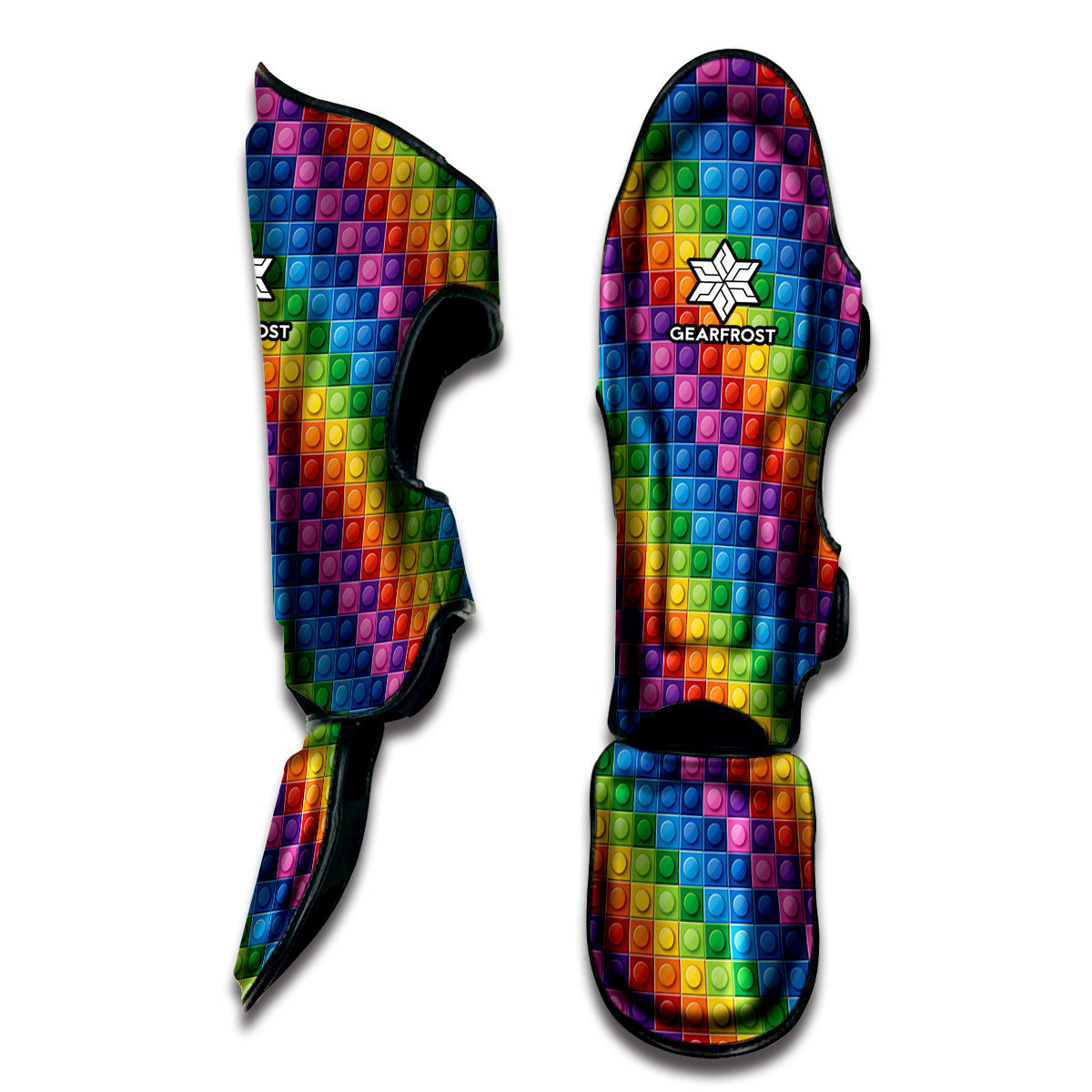 Colorful Plastic Building Blocks Print Muay Thai Shin Guard