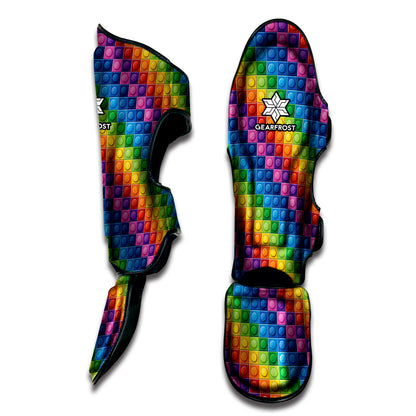 Colorful Plastic Building Blocks Print Muay Thai Shin Guard