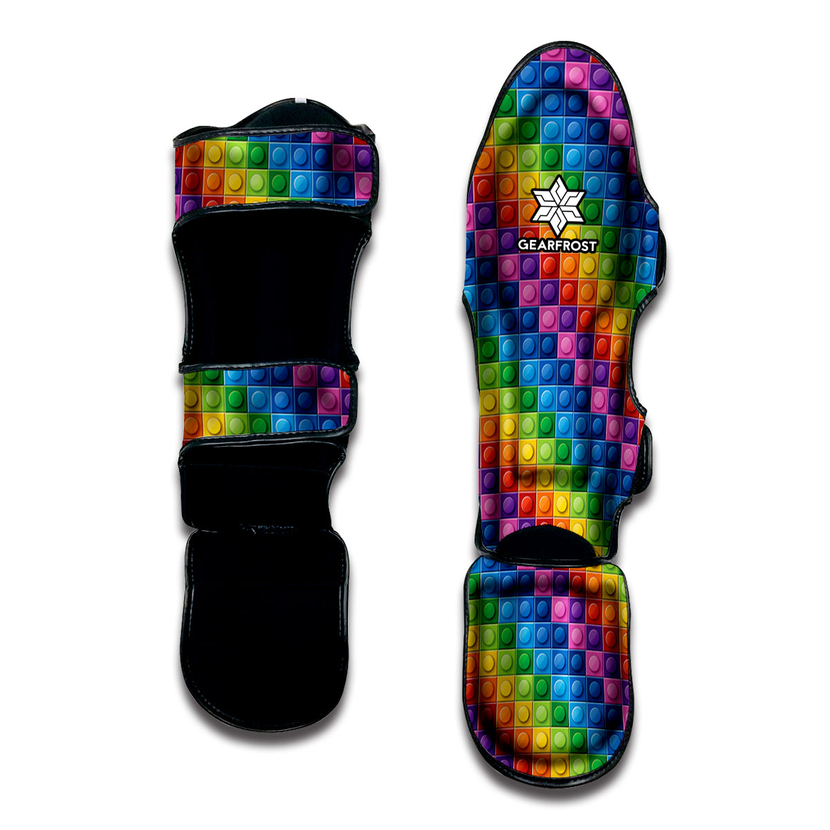 Colorful Plastic Building Blocks Print Muay Thai Shin Guard