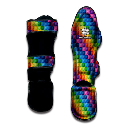 Colorful Plastic Building Blocks Print Muay Thai Shin Guard