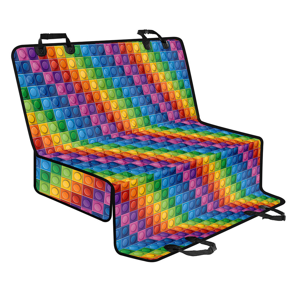 Colorful Plastic Building Blocks Print Pet Car Back Seat Cover