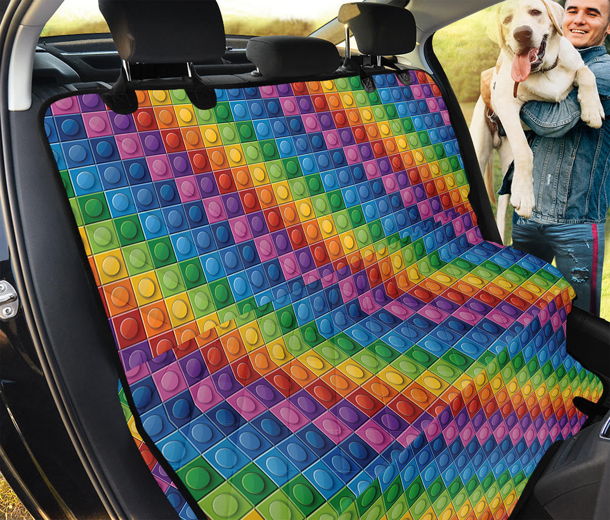 Colorful Plastic Building Blocks Print Pet Car Back Seat Cover