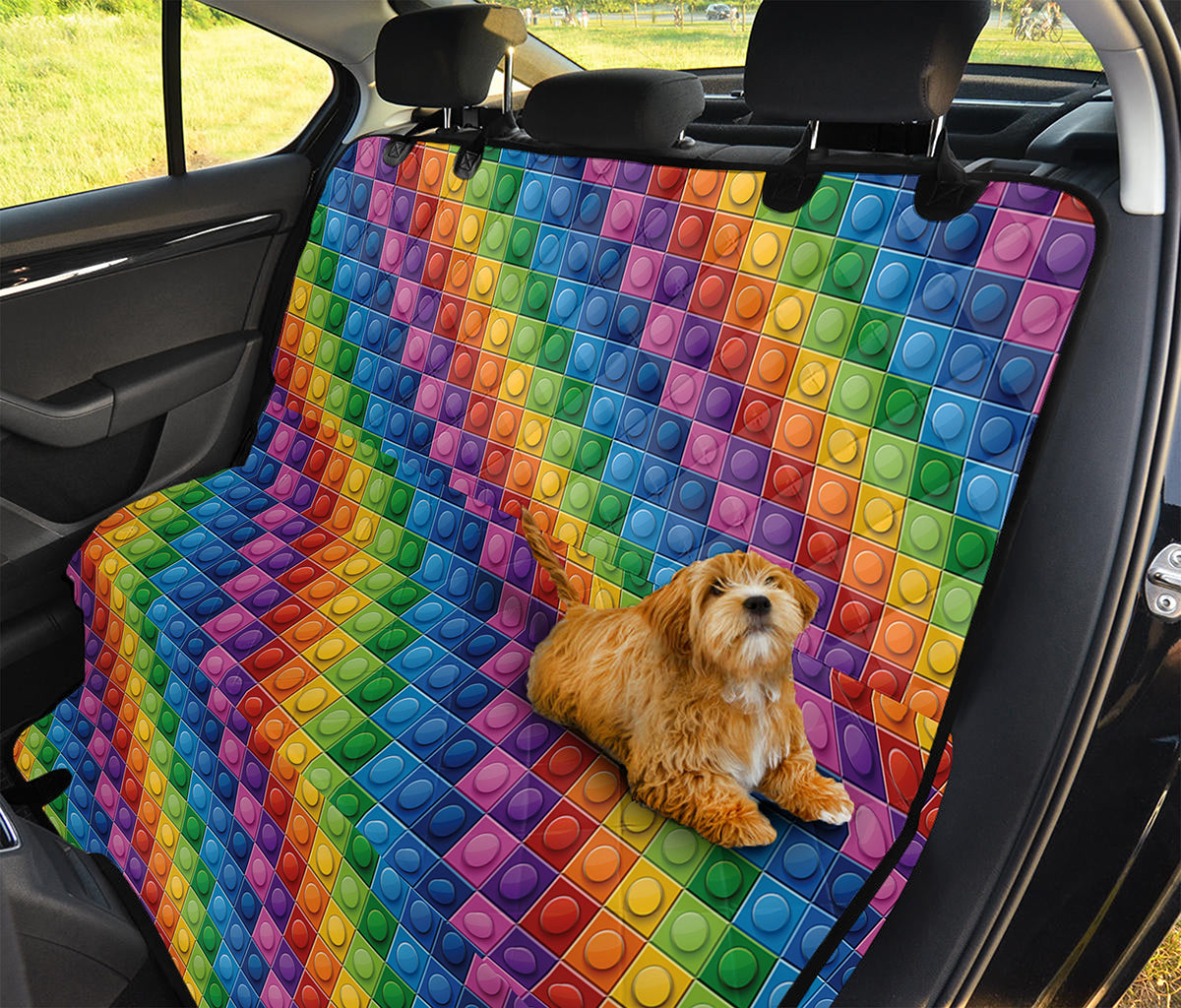 Colorful Plastic Building Blocks Print Pet Car Back Seat Cover