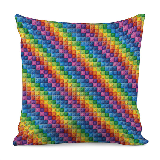 Colorful Plastic Building Blocks Print Pillow Cover