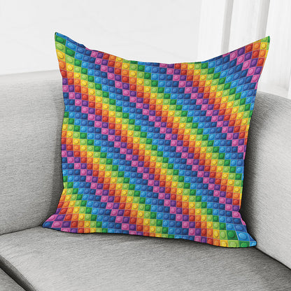 Colorful Plastic Building Blocks Print Pillow Cover