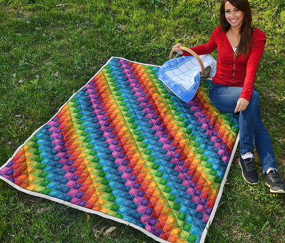 Colorful Plastic Building Blocks Print Quilt