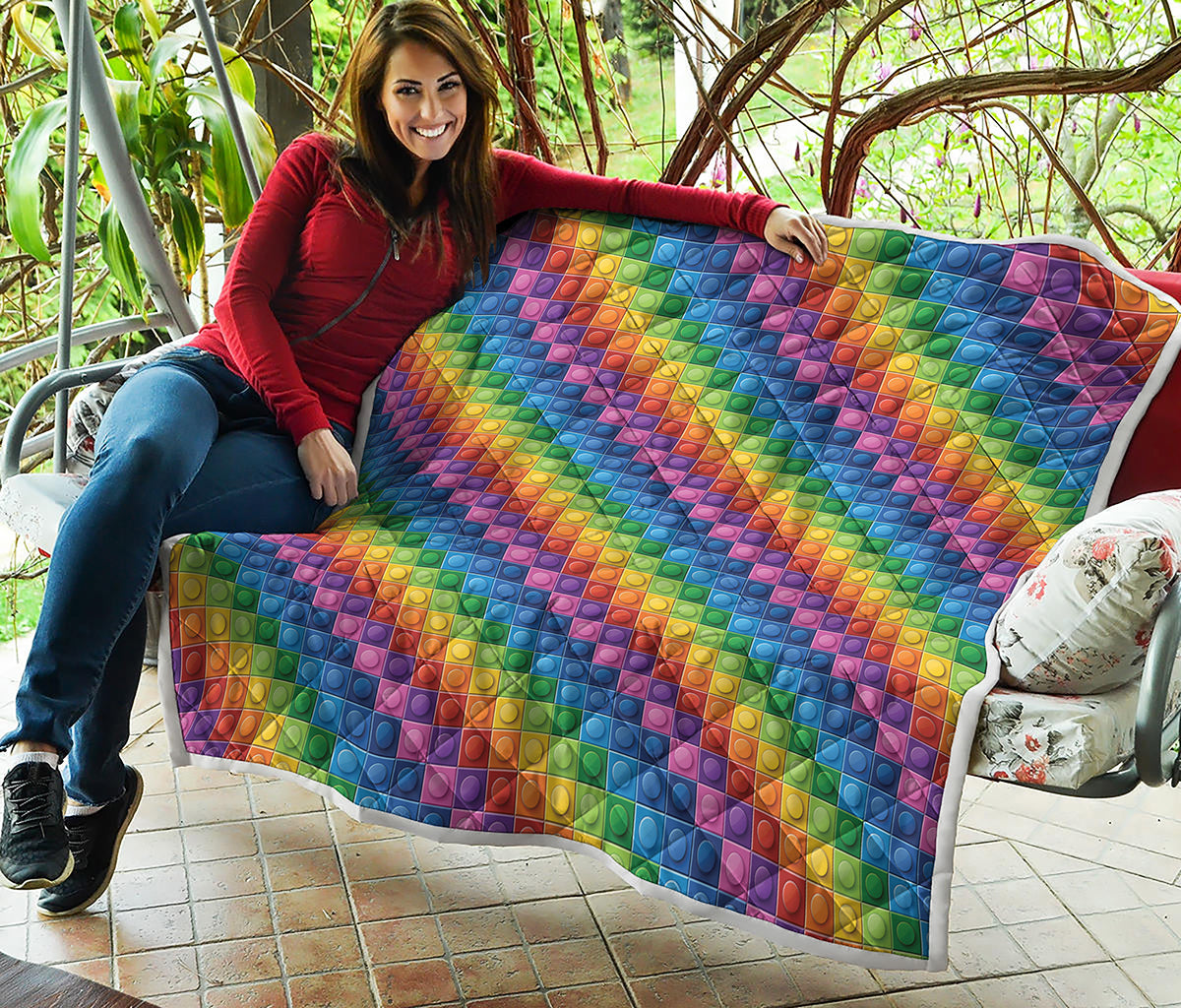 Colorful Plastic Building Blocks Print Quilt