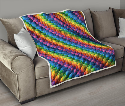 Colorful Plastic Building Blocks Print Quilt