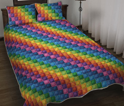 Colorful Plastic Building Blocks Print Quilt Bed Set