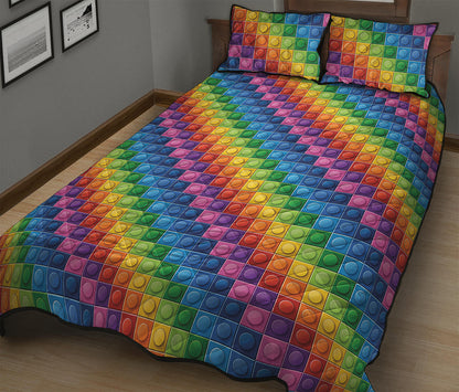 Colorful Plastic Building Blocks Print Quilt Bed Set
