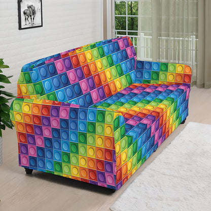 Colorful Plastic Building Blocks Print Sofa Cover