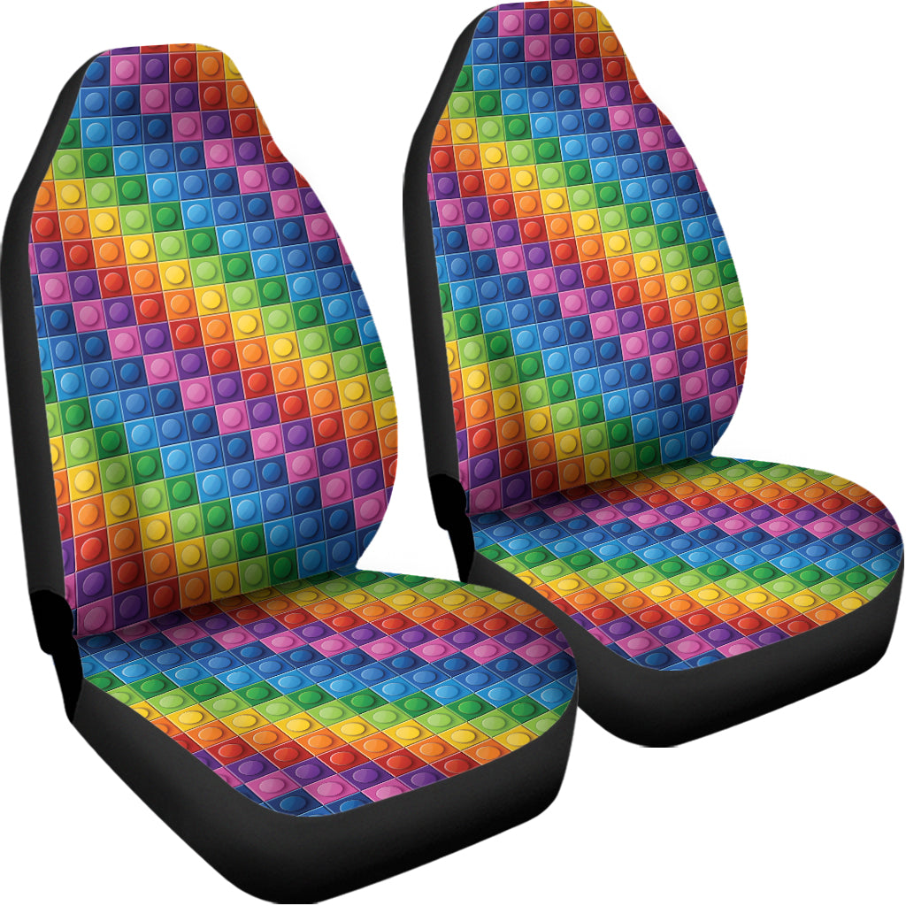 Colorful Plastic Building Blocks Print Universal Fit Car Seat Covers
