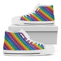Colorful Plastic Building Blocks Print White High Top Sneakers
