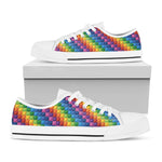 Colorful Plastic Building Blocks Print White Low Top Shoes