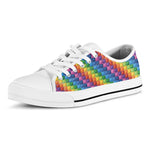 Colorful Plastic Building Blocks Print White Low Top Shoes