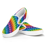 Colorful Plastic Building Blocks Print White Slip On Shoes