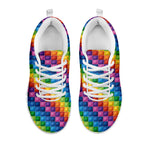 Colorful Plastic Building Blocks Print White Sneakers