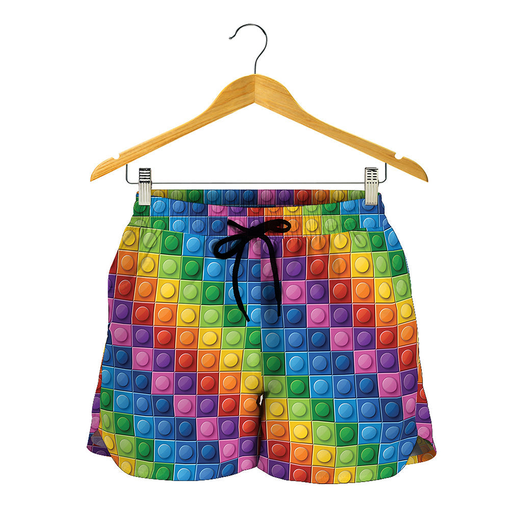 Colorful Plastic Building Blocks Print Women's Shorts