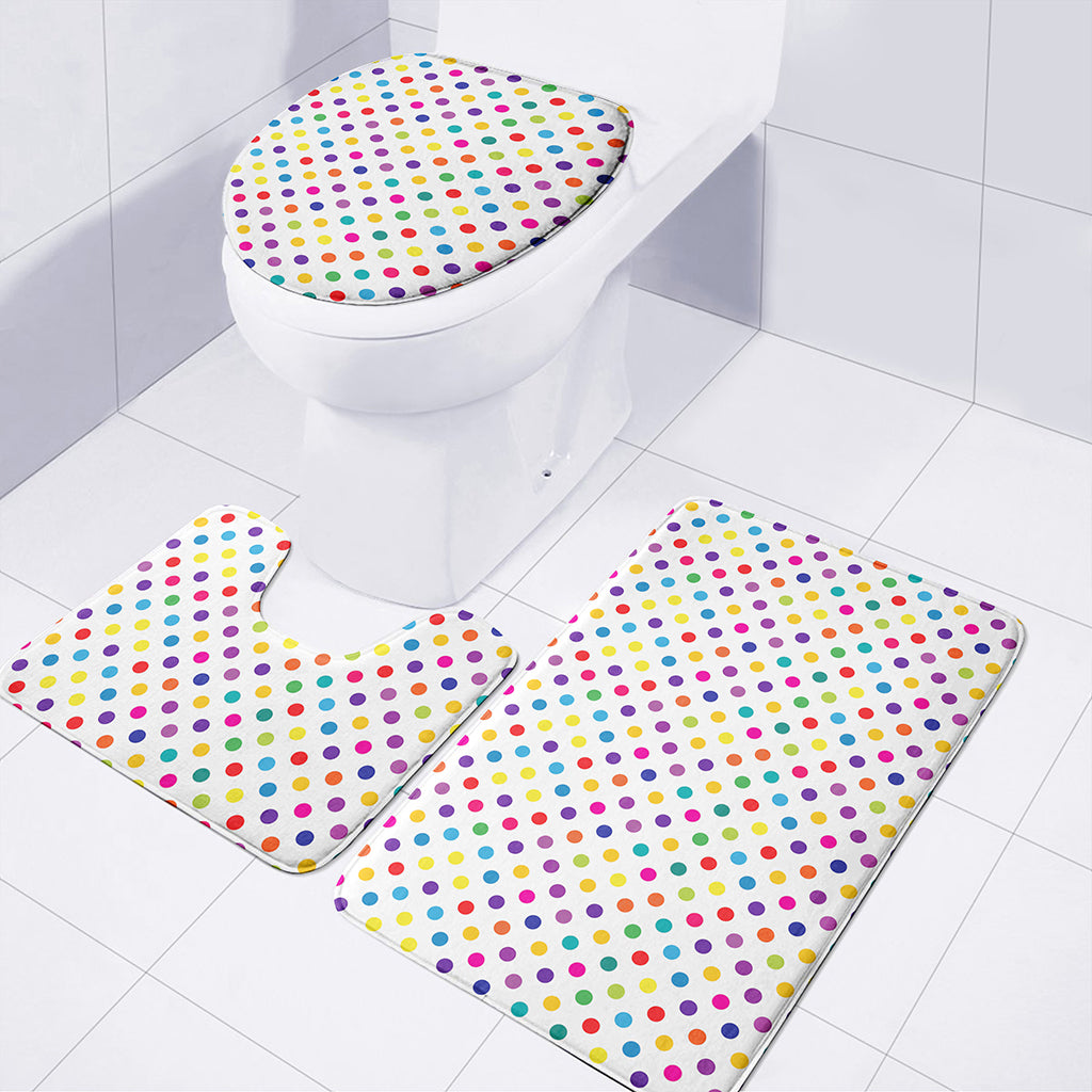 Colorful Polka Dot Pattern Print 3 Piece Bath Mat Set