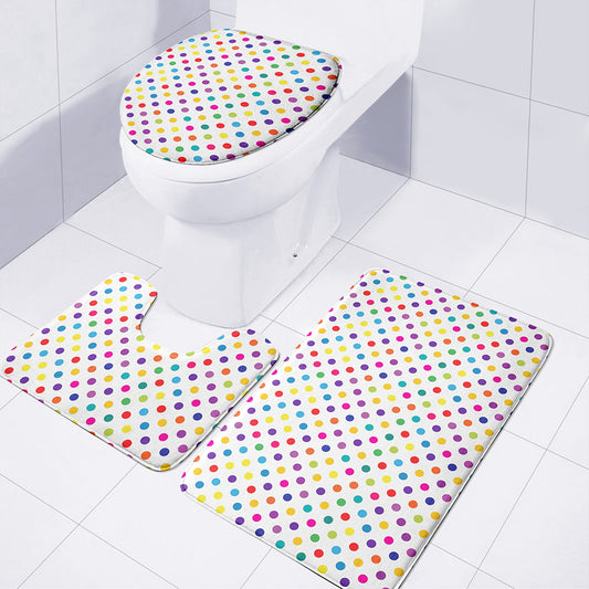 Colorful Polka Dot Pattern Print 3 Piece Bath Mat Set