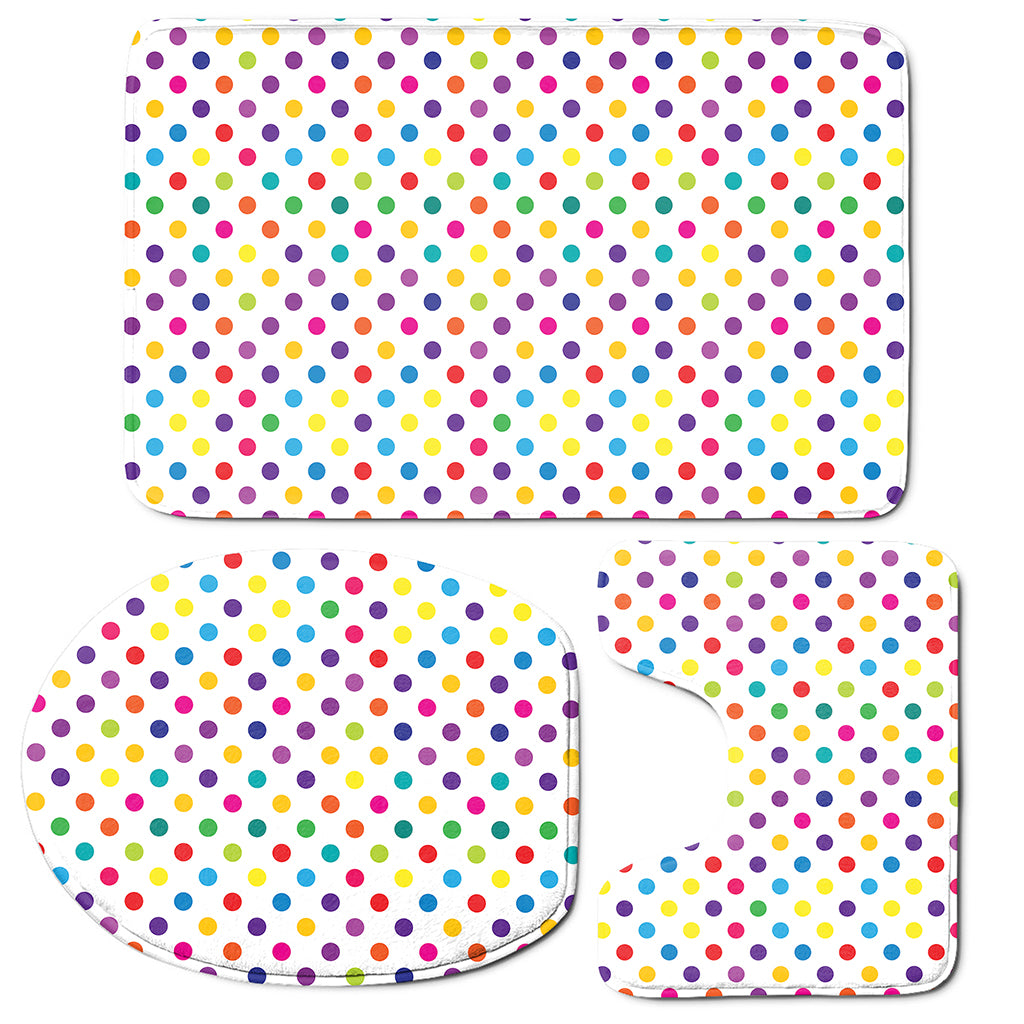 Colorful Polka Dot Pattern Print 3 Piece Bath Mat Set