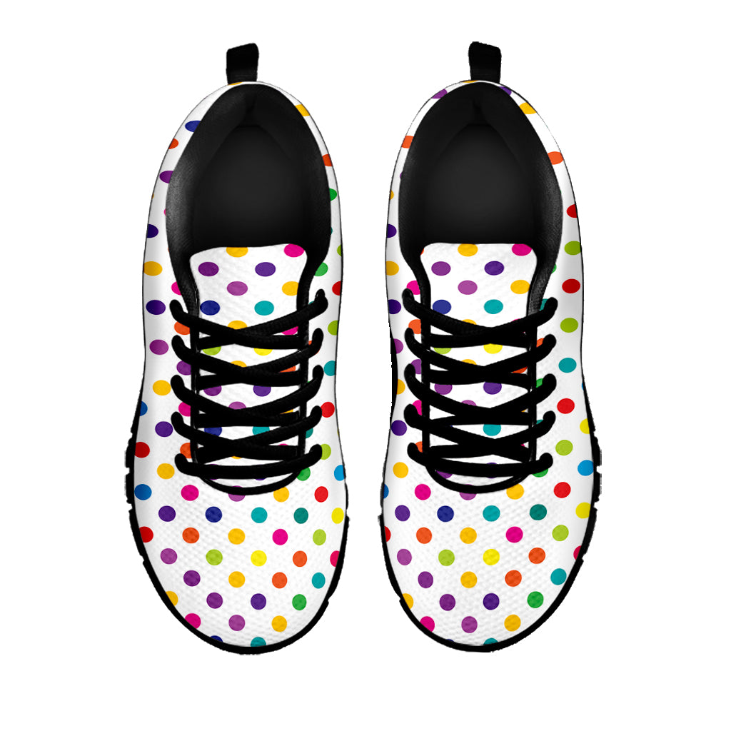 Colorful Polka Dot Pattern Print Black Sneakers