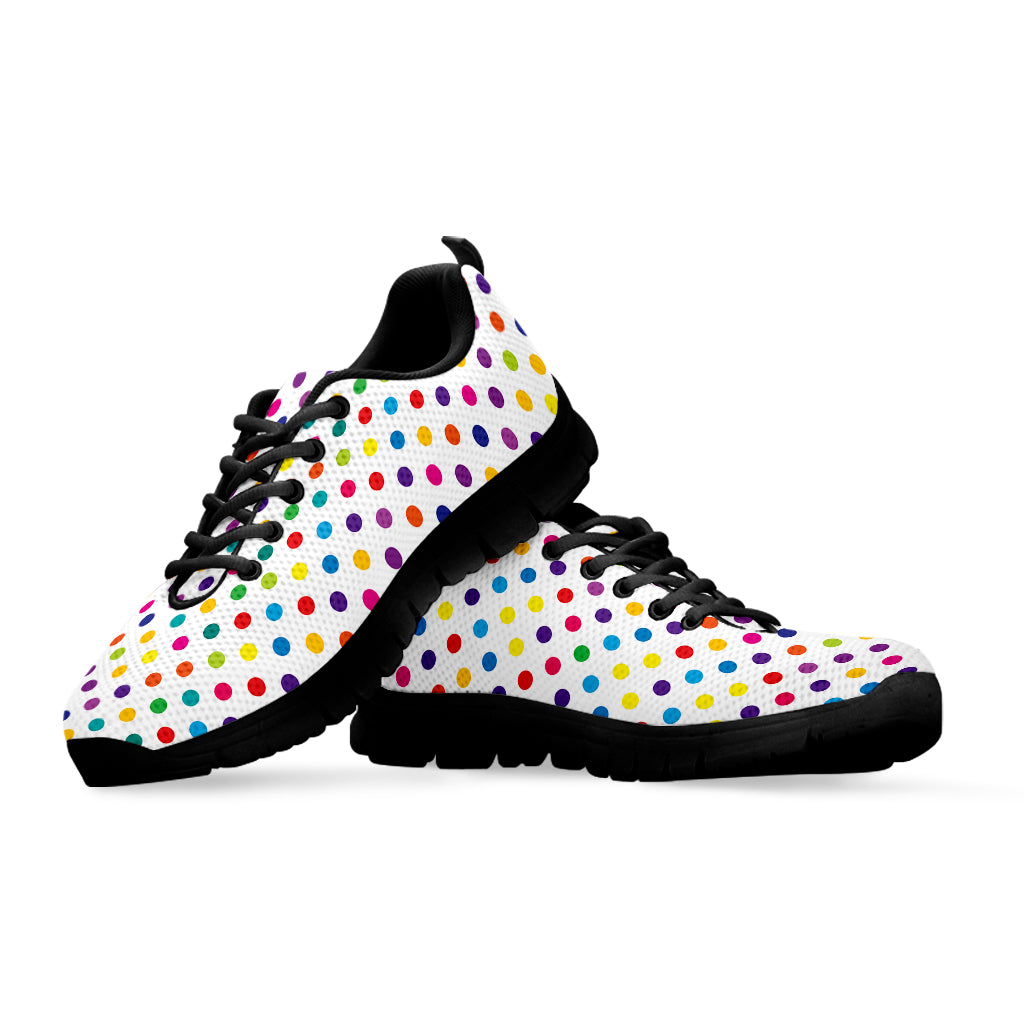 Colorful Polka Dot Pattern Print Black Sneakers
