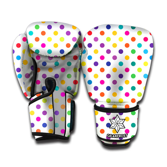 Colorful Polka Dot Pattern Print Boxing Gloves