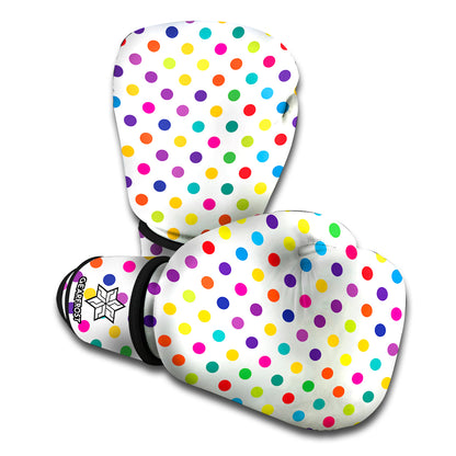 Colorful Polka Dot Pattern Print Boxing Gloves