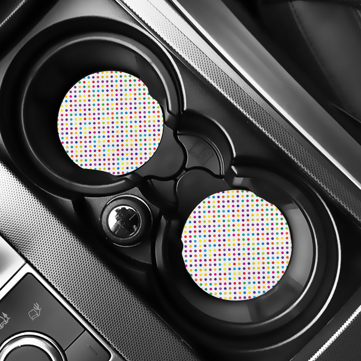 Colorful Polka Dot Pattern Print Car Coasters