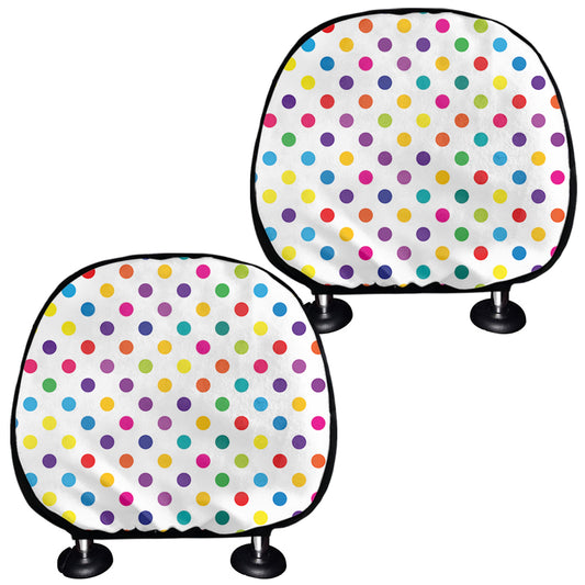 Colorful Polka Dot Pattern Print Car Headrest Covers