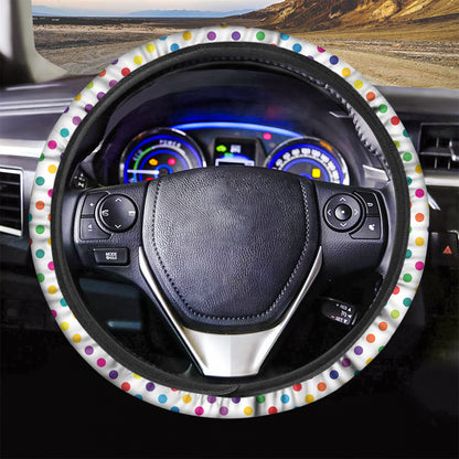 Colorful Polka Dot Pattern Print Car Steering Wheel Cover