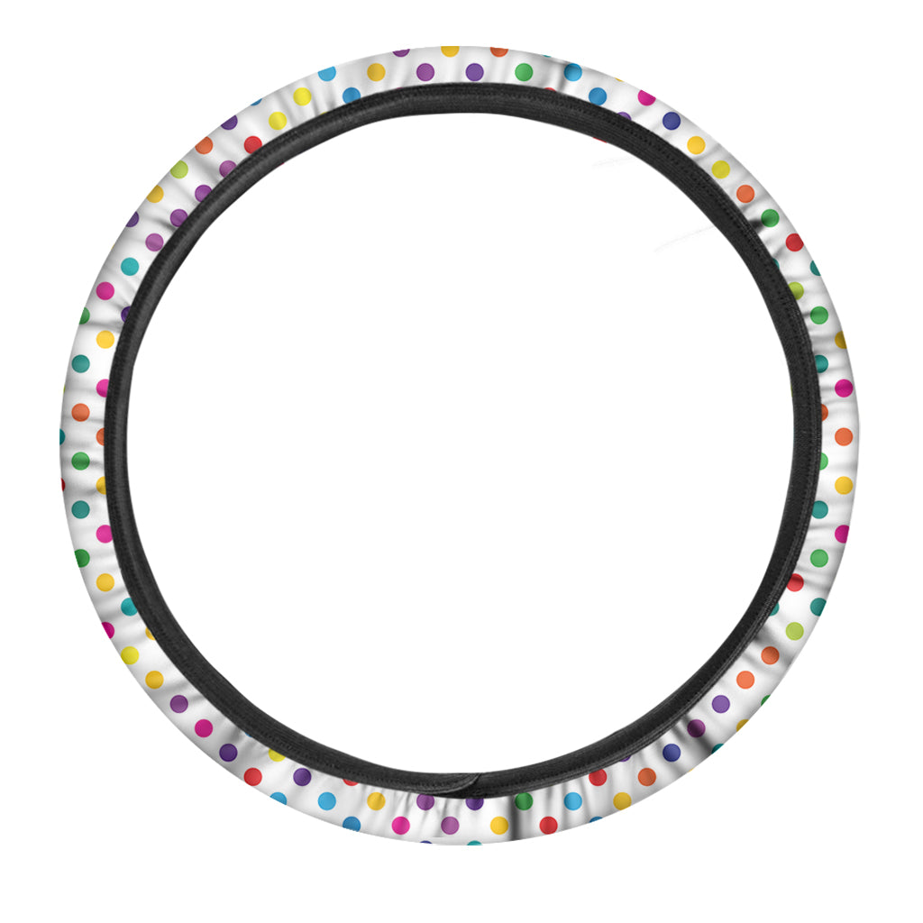 Colorful Polka Dot Pattern Print Car Steering Wheel Cover