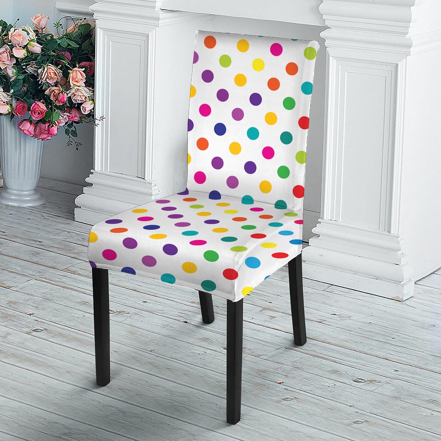 Colorful Polka Dot Pattern Print Dining Chair Slipcover