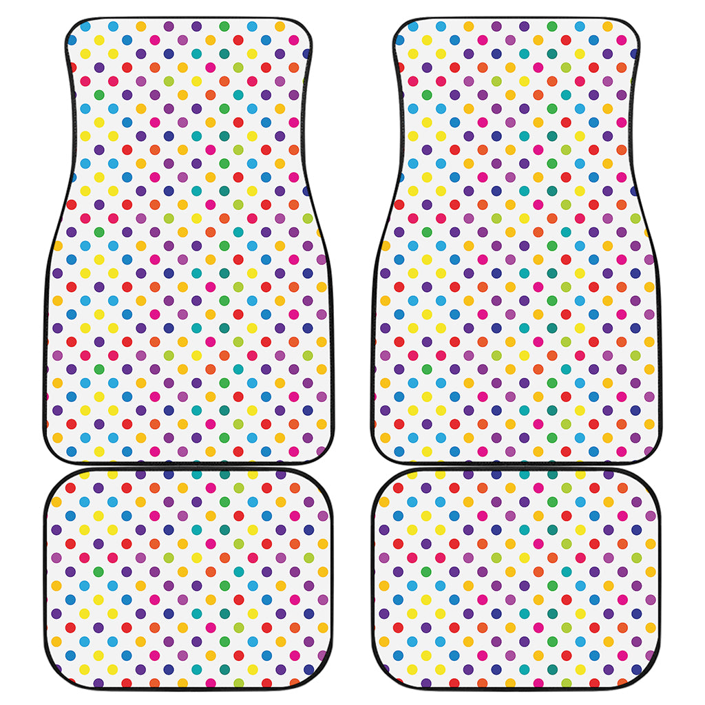 Colorful Polka Dot Pattern Print Front and Back Car Floor Mats