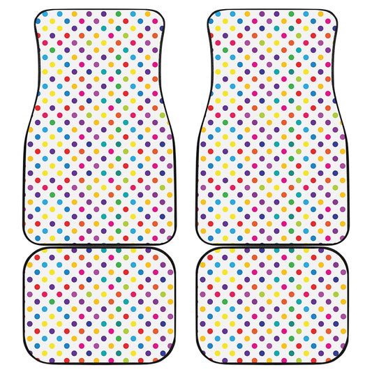 Colorful Polka Dot Pattern Print Front and Back Car Floor Mats