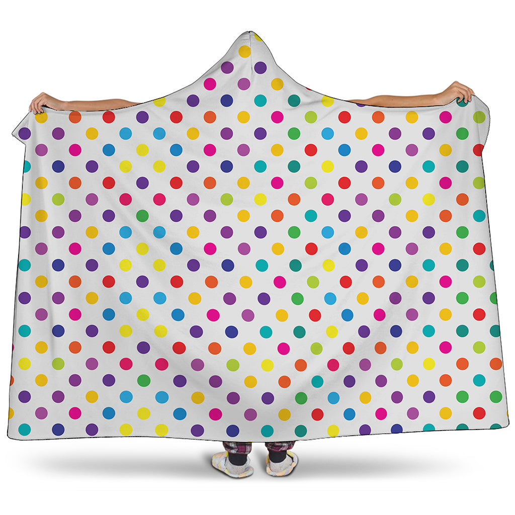 Colorful Polka Dot Pattern Print Hooded Blanket