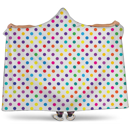 Colorful Polka Dot Pattern Print Hooded Blanket