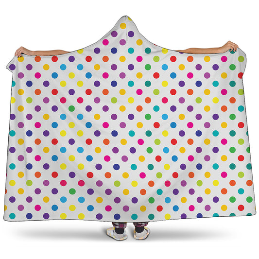 Colorful Polka Dot Pattern Print Hooded Blanket