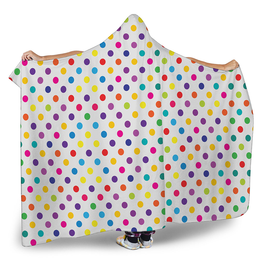 Colorful Polka Dot Pattern Print Hooded Blanket